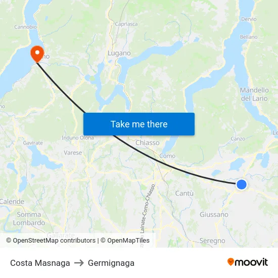 Costa Masnaga to Germignaga map