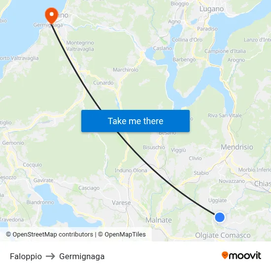 Faloppio to Germignaga map