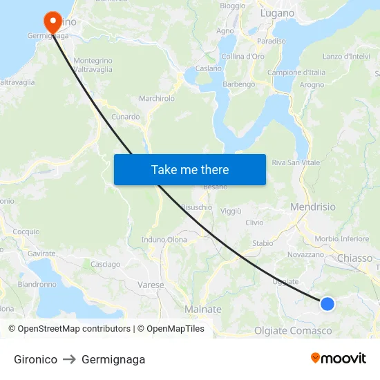 Gironico to Germignaga map