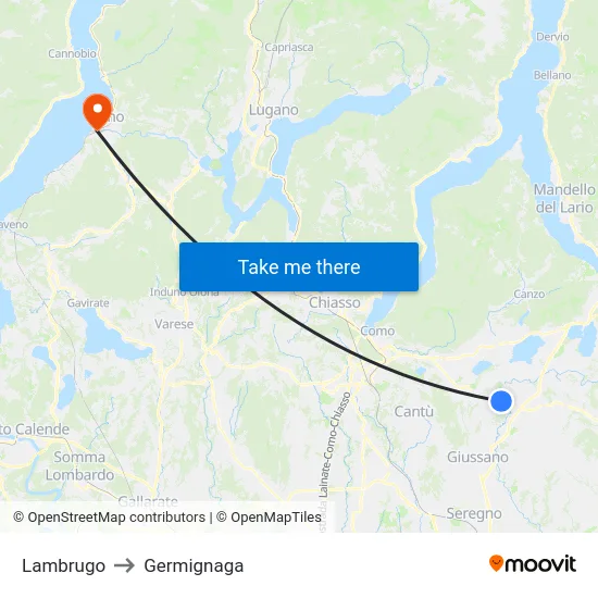Lambrugo to Germignaga map