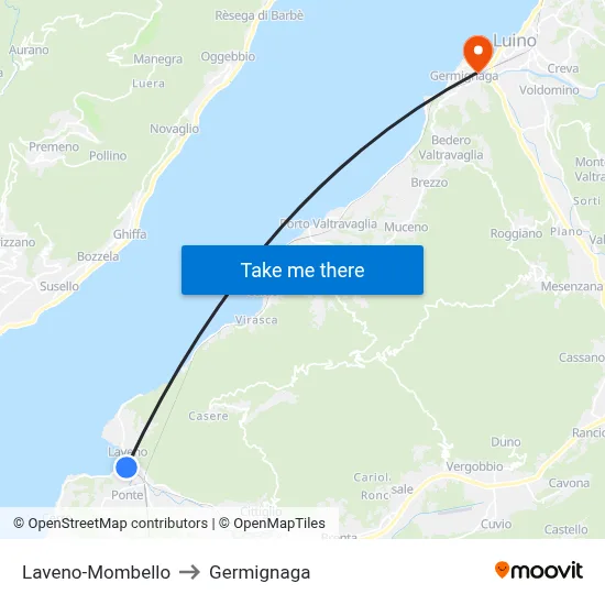Laveno-Mombello to Germignaga map