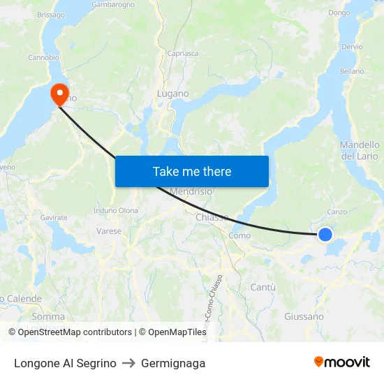 Longone Al Segrino to Germignaga map