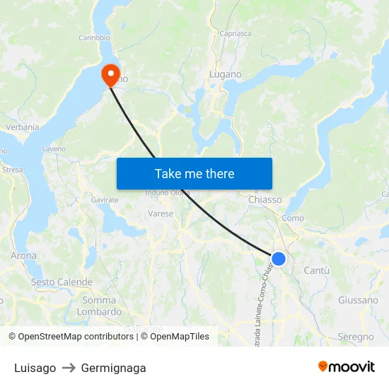 Luisago to Germignaga map