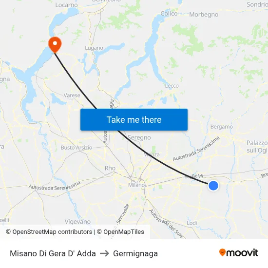 Misano di Gera d'Adda to Germignaga map