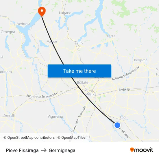 Pieve Fissiraga to Germignaga map