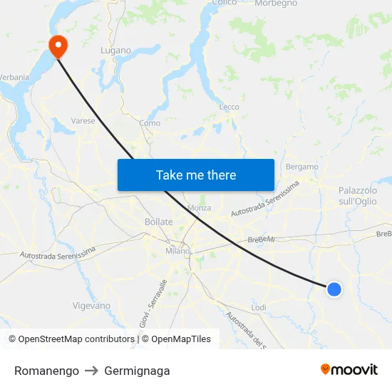 Romanengo to Germignaga map