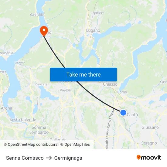 Senna Comasco to Germignaga map
