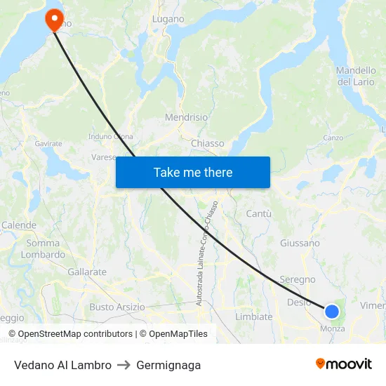 Vedano Al Lambro to Germignaga map