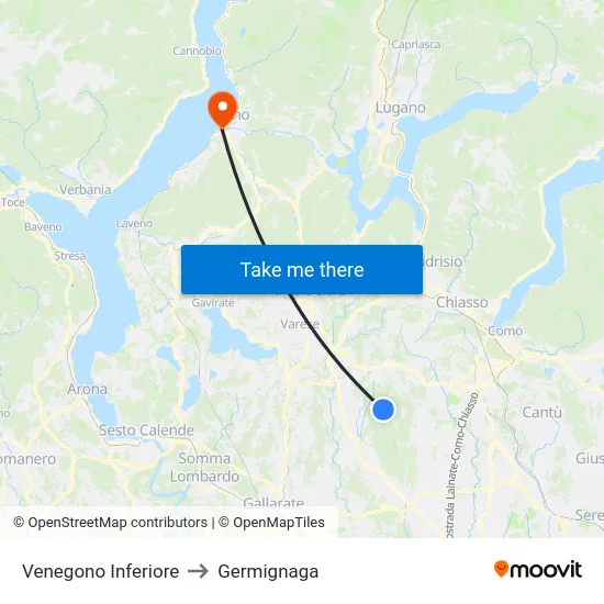 Venegono Inferiore to Germignaga map