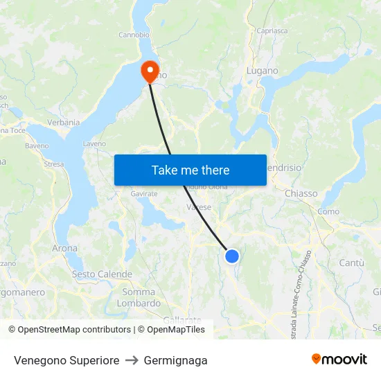 Venegono Superiore to Germignaga map