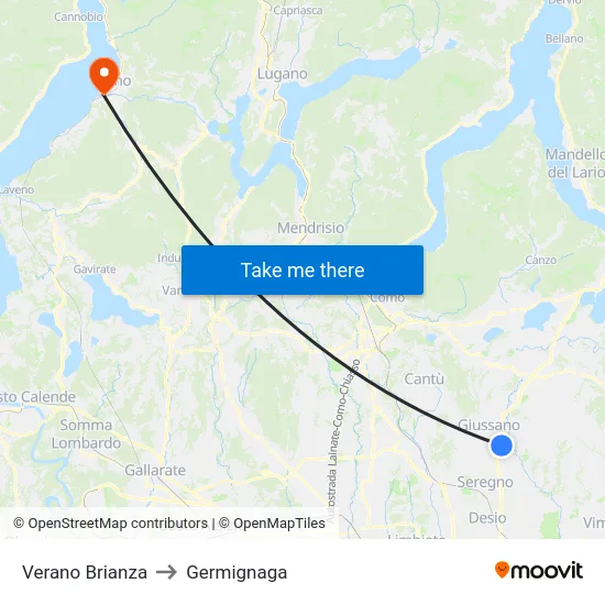 Verano Brianza to Germignaga map