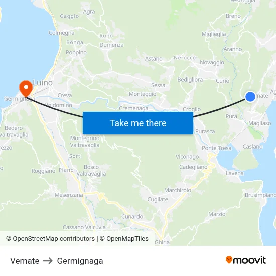Vernate to Germignaga map