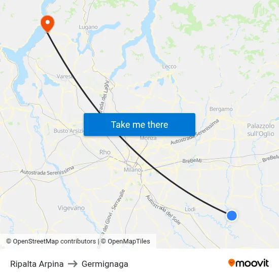 Ripalta Arpina to Germignaga map