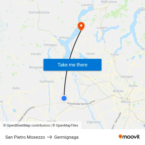 San Pietro Mosezzo to Germignaga map
