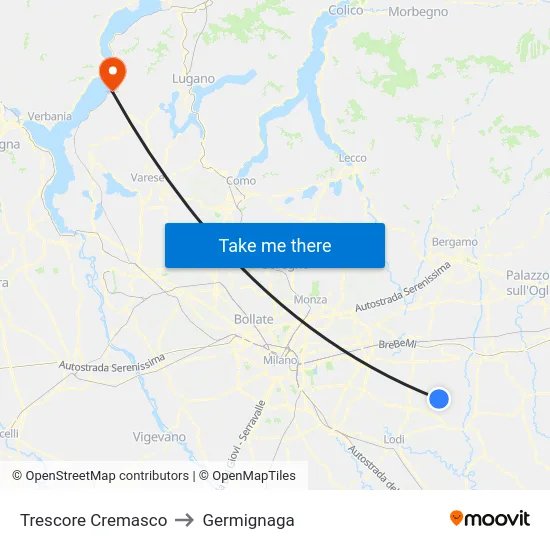 Trescore Cremasco to Germignaga map