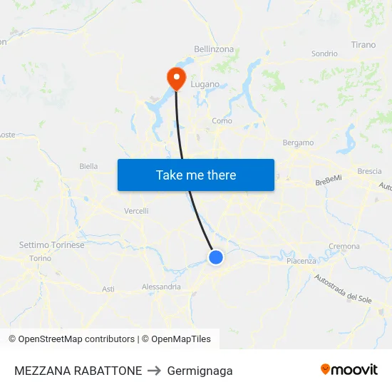 Mezzana Rabattone to Germignaga map