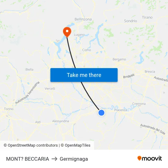 Mont'Beccaria to Germignaga map