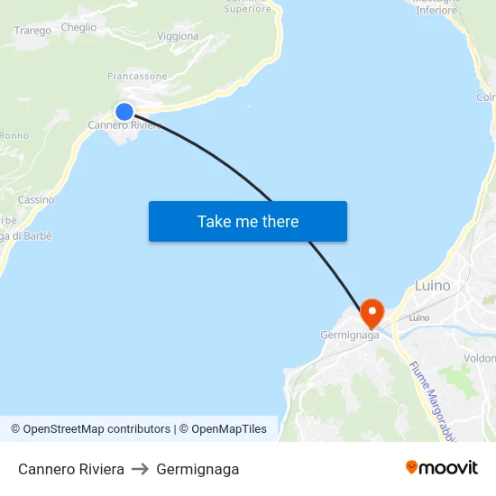 Cannero Riviera to Germignaga map