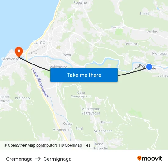 Cremenaga to Germignaga map