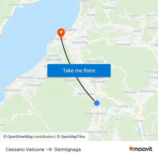 Cassano Valcuvia to Germignaga map