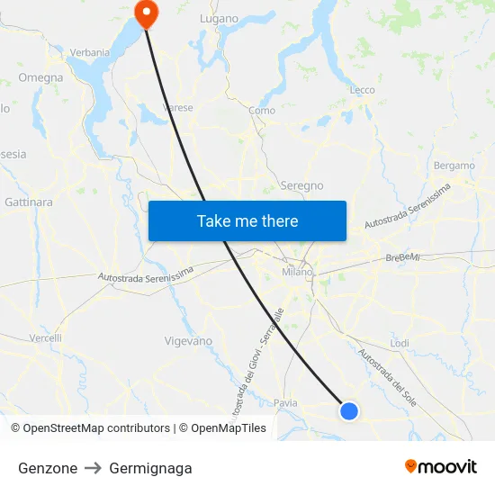 Genzone to Germignaga map