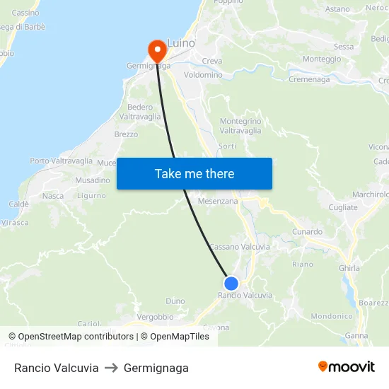 Rancio Valcuvia to Germignaga map
