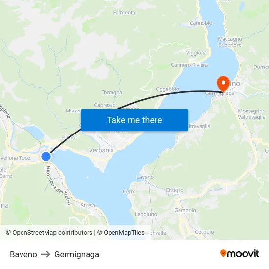 Baveno to Germignaga map