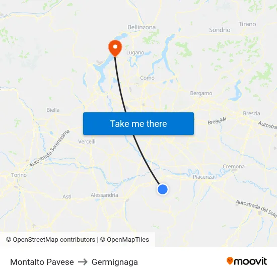 Montalto Pavese to Germignaga map