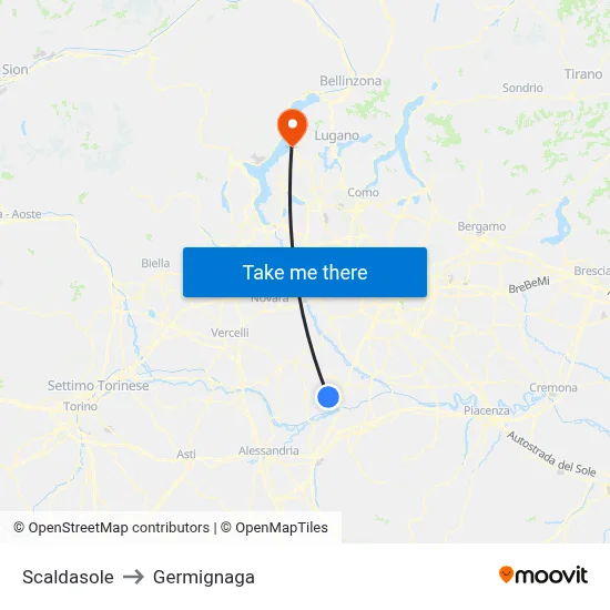 Scaldasole to Germignaga map