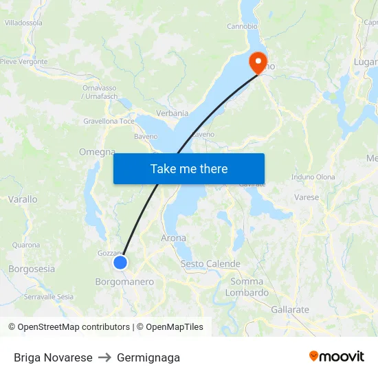 Briga Novarese to Germignaga map