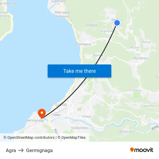 Agra to Germignaga map