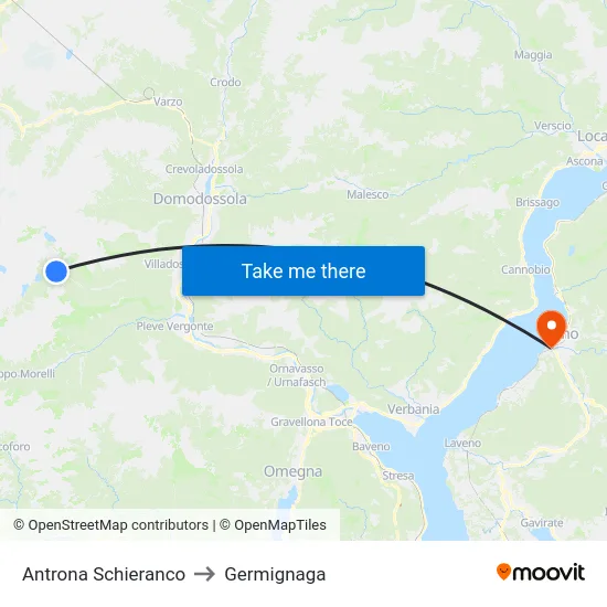 Antrona Schieranco to Germignaga map