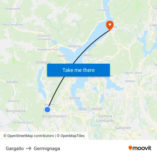 Gargallo to Germignaga map