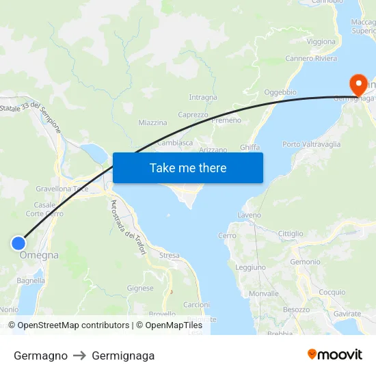 Germagno to Germignaga map