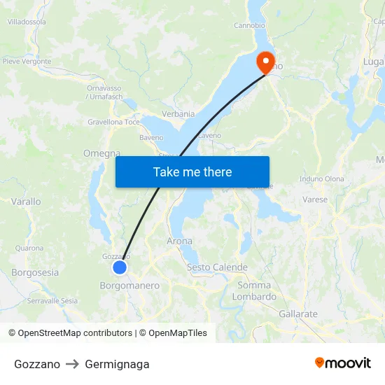Gozzano to Germignaga map