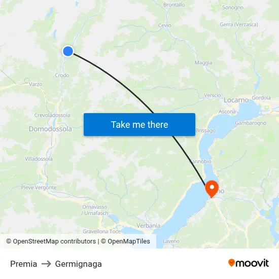 Premia to Germignaga map