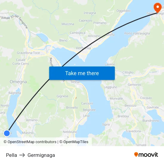 Pella to Germignaga map