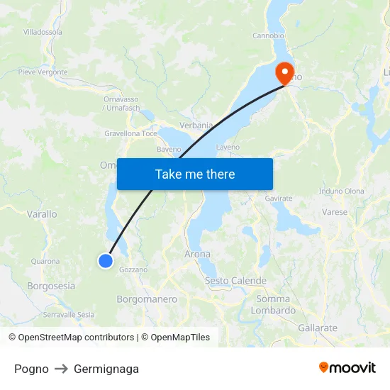 Pogno to Germignaga map