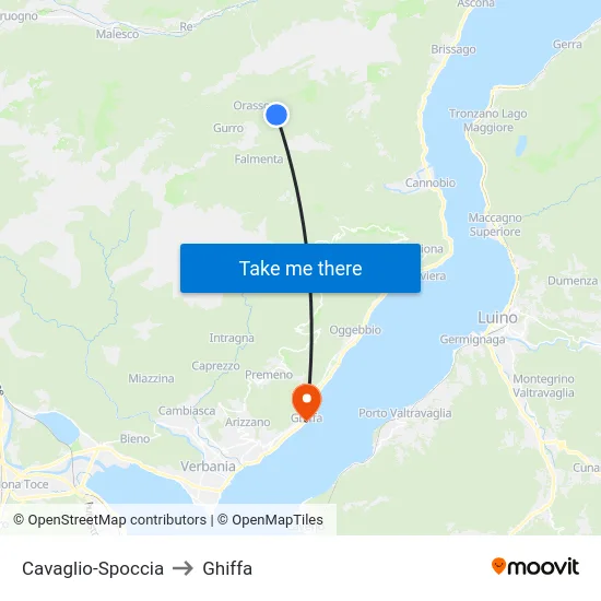 Cavaglio-Spoccia to Ghiffa map