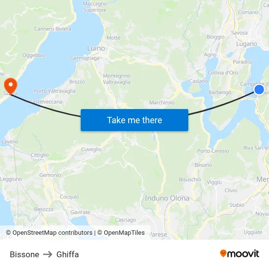 Bissone to Ghiffa map