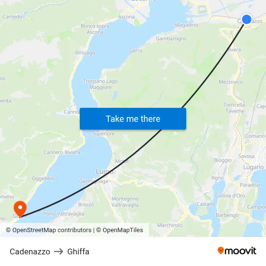 Cadenazzo to Ghiffa map