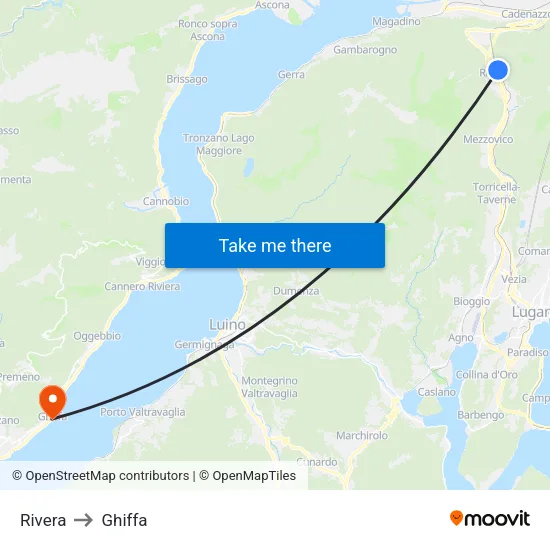 Rivera to Ghiffa map