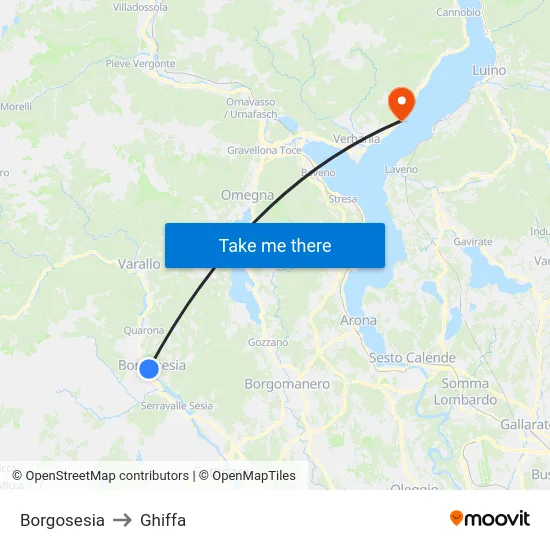 Borgosesia to Ghiffa map