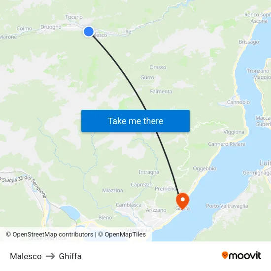 Malesco to Ghiffa map