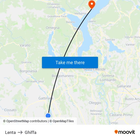 Lenta to Ghiffa map