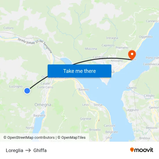 Loreglia to Ghiffa map