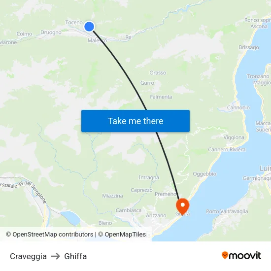 Craveggia to Ghiffa map