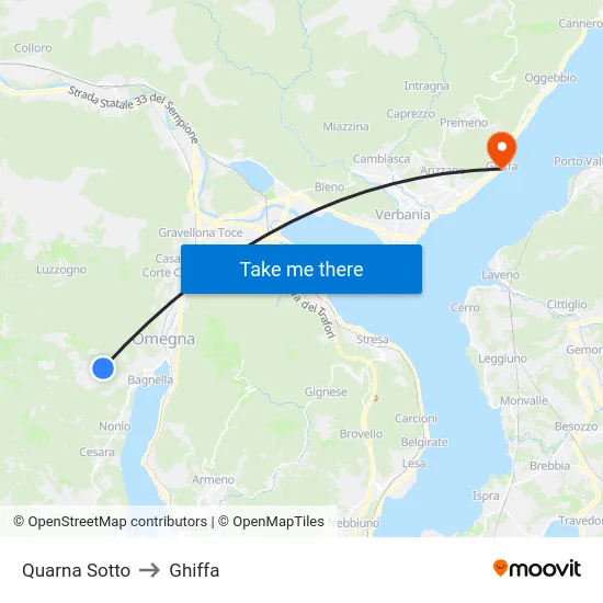 Quarna Sotto to Ghiffa map