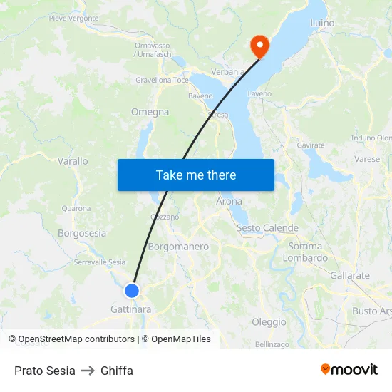 Prato Sesia to Ghiffa map