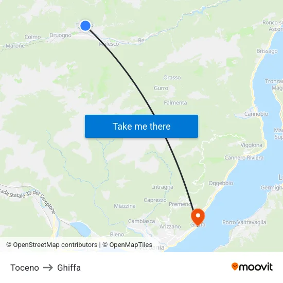 Toceno to Ghiffa map